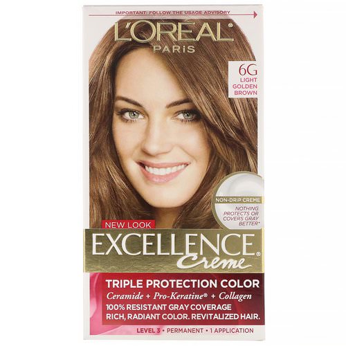 L'Oreal, Excellence Creme, Triple Protection Color, 6G Light Golden Brown, 1 Application فوائد