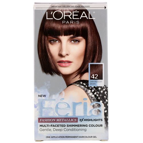 L'Oreal, Feria, Multi-Faceted Shimmering Color, 42 Dark Iridescent Brown, 1 Application فوائد