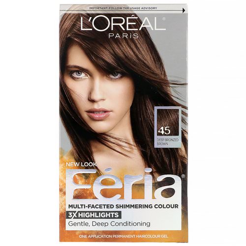 L'Oreal, Feria, Multi-Faceted Shimmering Color, 45 Deep Bronzed Brown, 1 Application فوائد