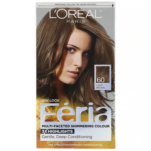 L'Oreal, Feria, Multi-Faceted Shimmering Color, 60 Light Brown, 1 Application فوائد