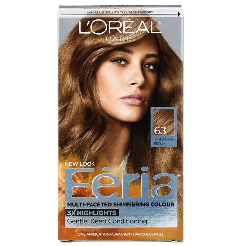 L'Oreal, Feria, Multi-Faceted Shimmering Color, 63 Light Golden Brown, 1 Application فوائد