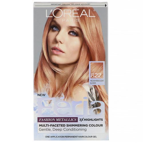 L'Oreal, Feria, Multi-Faceted Shimmering Color, 822 Medium Iridescent Blonde, 1 Application فوائد