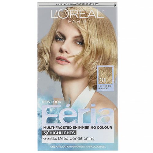 L'Oreal, Feria, Multi-Faceted Shimmering Color, 91 Light Beige Blonde, 1 Application فوائد