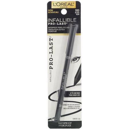 L'Oreal, Infallible Pro-Last Waterproof Pencil Eyeliner, 930 Black, 0.042 fl oz (1.2 g):كحل, عيون