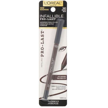L'Oreal, Infallible Pro-Last Waterproof Pencil Eyeliner, 940 Brown, 0.042 fl oz (1.2 g):كحل, عيون