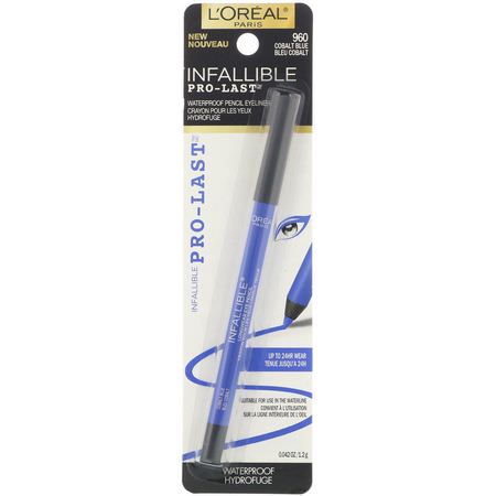 L'Oreal, Infallible Pro-Last Waterproof Pencil Eyeliner, 960 Cobalt Blue, 0.042 fl oz (1.2 g):كحل, عيون