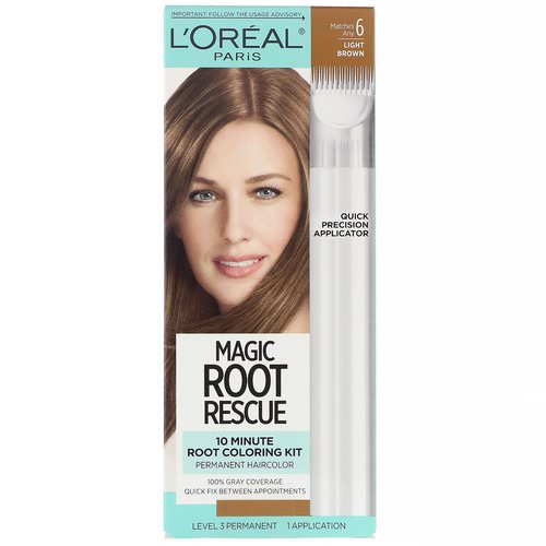 L'Oreal, Magic Root Rescue, 10 Minute Root Coloring Kit, 6 Light Brown, 1 Application فوائد