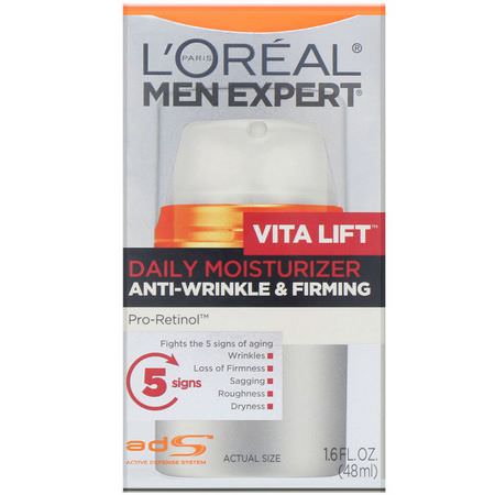 L'Oreal, Men Expert, Vita Lift, Daily Moisturizer, Anti-Wrinkle & Firming, 1.6 fl oz (48 ml):مرطب لل,جه, العناية بالبشرة