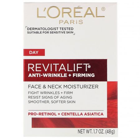 L'Oreal, Revitalift Anti-Wrinkle + Firming, Face & Neck Moisturizer, 1.7 oz (48 g):مرطب ال,جه, العناية بالبشرة