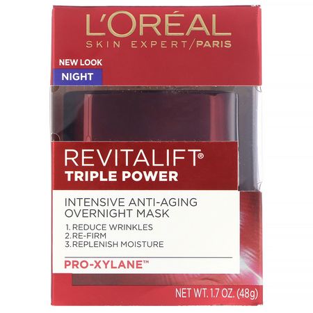 L'Oreal, Revitalift Triple Power, Intensive Anti-Aging Overnight Mask, 1.7 oz (48 g):مرطب لل,جه, العناية بالبشرة
