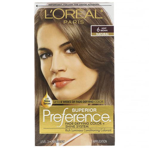 L'Oreal, Superior Preference, Fade-Defying Color + Shine System, Natural, Light Brown 6, 1 Application فوائد