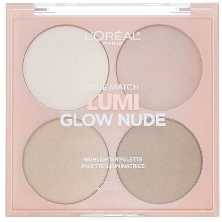 L'Oreal, True Match Lumi Glow Nude Highlighter Palette, 760 Moonkissed, 0.26 oz (7.3 g):هدايا الماكياج, تمييز الشعر