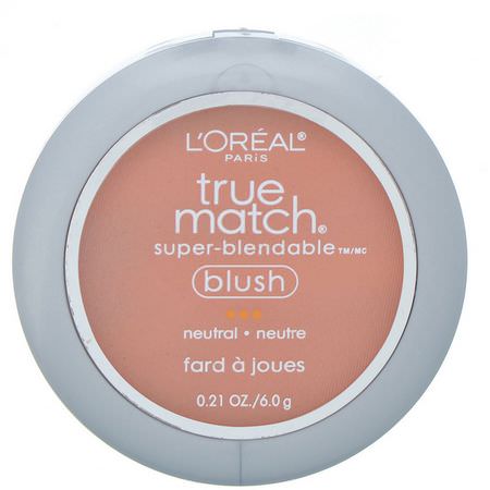 L'Oreal, True Match Super-Blendable Blush, N5-6 Apricot Kiss, 0.21 oz (6 g):Blush, وجه