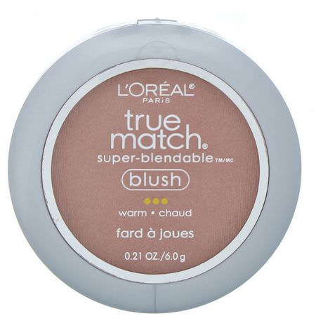 L'Oreal, True Match Super-Blendable Blush, W3-4 Barely Blushing, .21 oz (6 g):Blush, وجه