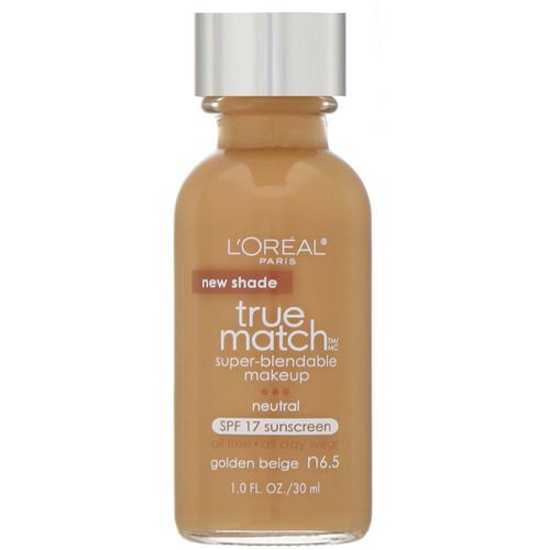 L'Oreal, True Match Super-Blendable Makeup, SPF 17, N6.5 Golden Beige, 1 fl oz (30 ml) فوائد