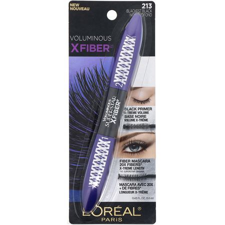 L'Oreal, Voluminous X Fiber Mascara, 213 Blackest Black, 0.43 fl oz (13 ml):ماسكارا, عي,ن