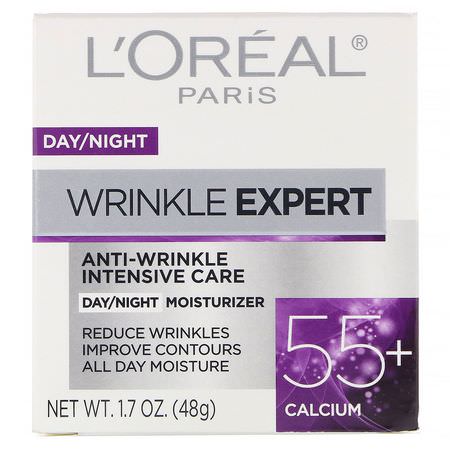 L'Oreal, Wrinkle Expert, Anti-Wrinkle Intensive Care, 55+, Day/Night Moisturizer, 1.7 oz (48 g):مرطب ال,جه, العناية بالبشرة