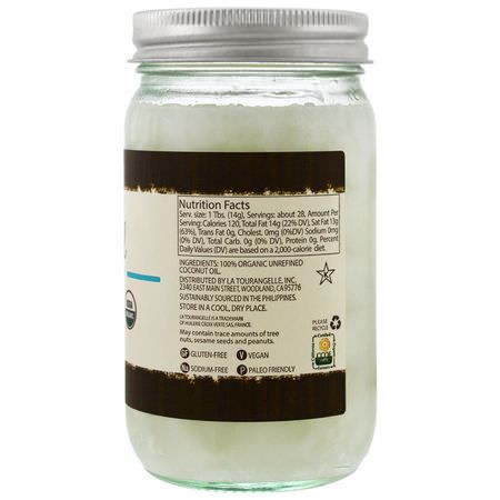La Tourangelle, Virgin & Unrefined, Organic Coconut Oil, 14 fl oz (414 ml):ج,ز الهند للعناية بالبشرة, الجمال