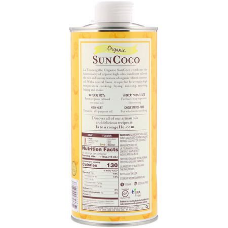 La Tourangelle, Organic SunCoco, Sunflower Oil & Coconut Oil Blend, 25.4 fl oz (750 ml):الخل ,الزي,ت
