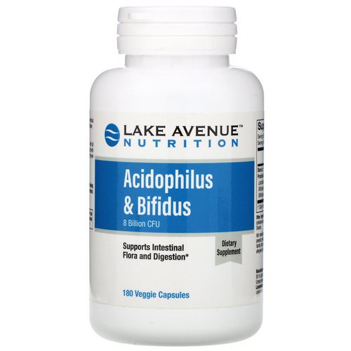 Lake Avenue Nutrition, Acidophilus & Bifidus, 8 Billion CFU, 180 Veggie Capsules فوائد