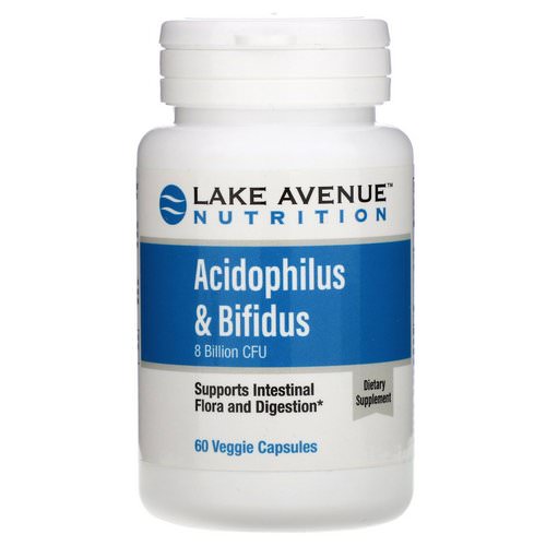 Lake Avenue Nutrition, Acidophilus & Bifidus, 8 Billion CFU, 60 Veggie Capsules فوائد