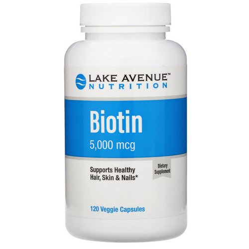 Lake Avenue Nutrition, Biotin, 5,000 mcg, 120 Veggie Capsules فوائد