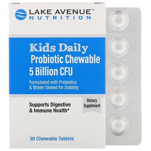 Lake Avenue Nutrition, Kids Daily Probiotic Chewable, Natural Berry Flavor, 5 Billion CFU, 30 Chewable Tablets فوائد