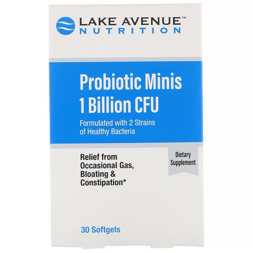 Lake Avenue Nutrition, Probiotic Minis, 2 Strains of Healthy Bacteria, 1 Billion CFU, 30 Mini Softgels فوائد