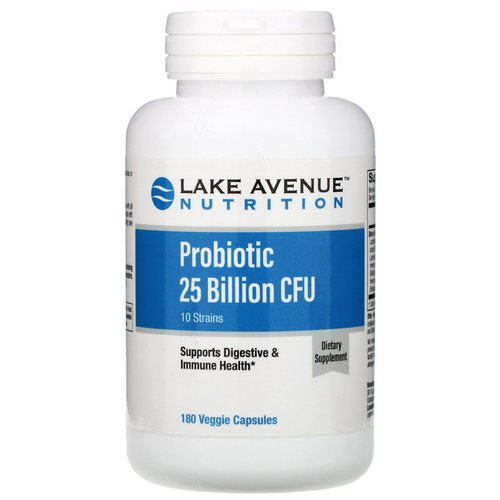 Lake Avenue Nutrition, Probiotics, 10 Strains, 25 Billion CFU, 180 Veggie Capsules فوائد