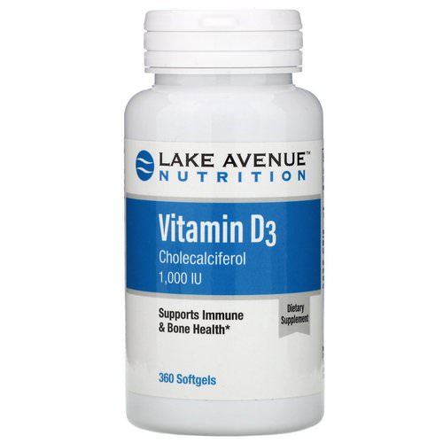 Lake Avenue Nutrition, Vitamin D3, 1,000 IU, 360 Softgels فوائد