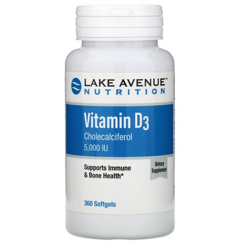 Lake Avenue Nutrition, Vitamin D3, 5,000 IU, 360 Softgels فوائد