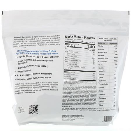 Lake Avenue Nutrition, Whey Protein + Probiotics, Chocolate Flavor, 5 lb (2270 g):بر,تين مصل اللبن, التغذية الرياضية