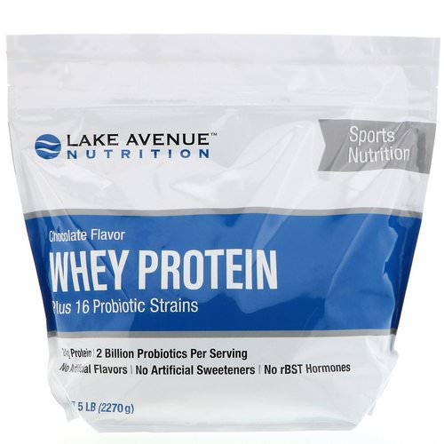 Lake Avenue Nutrition, Whey Protein + Probiotics, Chocolate Flavor, 5 lb (2270 g) فوائد