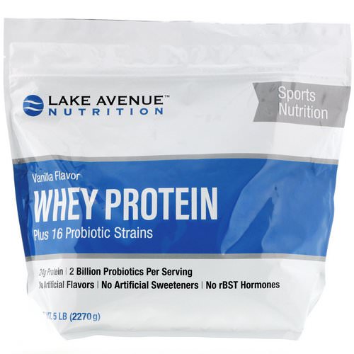 Lake Avenue Nutrition, Whey Protein + Probiotics, Vanilla Flavor, 5 lb (2270 g) فوائد