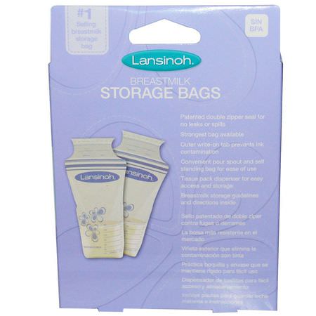 Lansinoh, Breastmilk Storage Bags, 25 Pre-Sterilized Bags:الرضاعة الطبيعية, تخزين حليب الثدي
