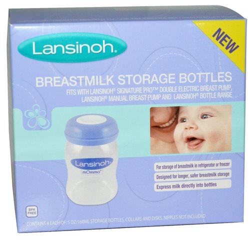 Lansinoh, Breastmilk Storage Bottles, 4 Bottles, 5 oz (160 ml) Each فوائد
