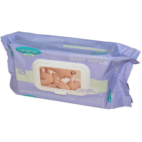 Lansinoh, Clean & Condition Baby Wipes, 80 Wipes, 7.9 x 6.9 in (20 x 17.5 cm) فوائد