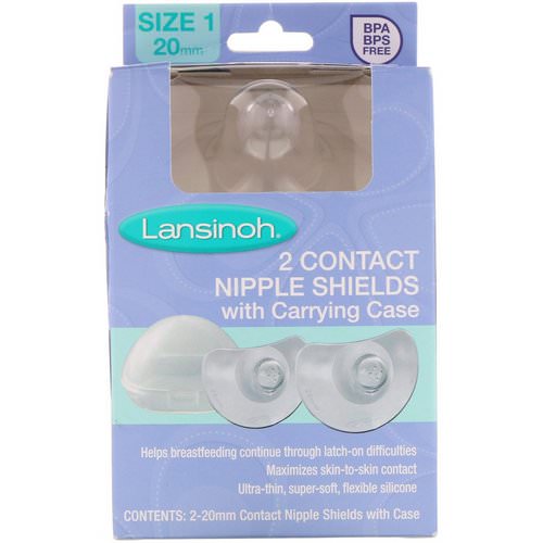 Lansinoh, Contact Nipple Shields with Carrying Case, 2 Pack, Size, 20 mm فوائد