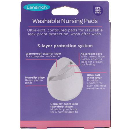 Lansinoh, Washable Nursing Pads, 4 Pads & Wash Bag:,سادات تمريض, أم,مة