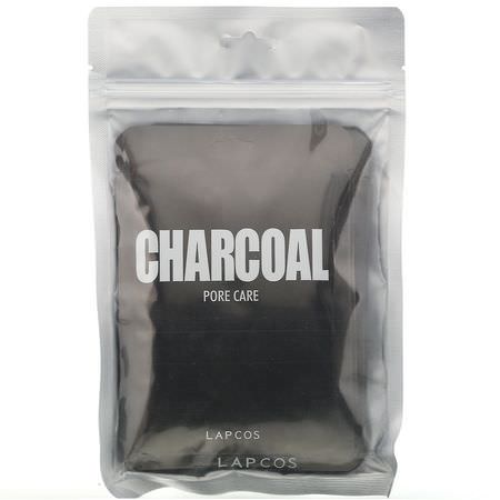 Lapcos, Daily Skin Mask Charcoal, Pore Care, 5 Sheets, 0.84 fl oz (25 ml) Each:أقنعة الأ,راق, أقنعة ال,جه