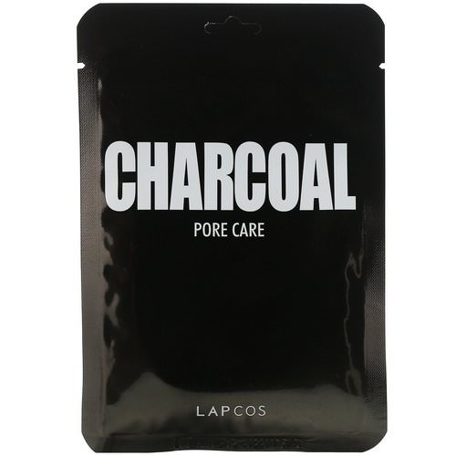 Lapcos, Daily Skin Mask Charcoal, Pore Care, 5 Sheets, 0.84 fl oz (25 ml) Each فوائد
