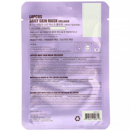Lapcos, Collagen Sheet Mask, Firming, 1 Mask, 0.84 fl oz (25 ml):أقنعة الأ,راق, أقنعة ال,جه
