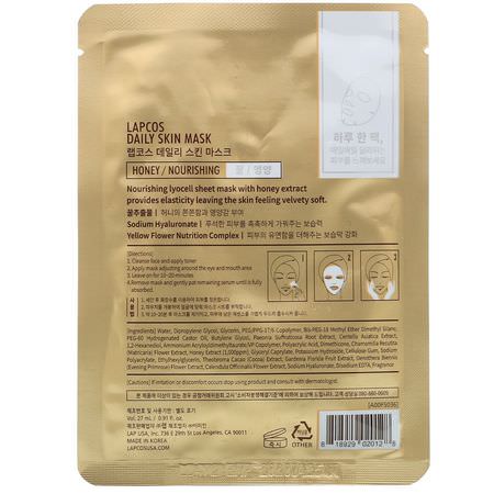 Lapcos, Honey Sheet Mask, Nourishing, 1 Mask, 0.91 fl oz (27 ml):أقنعة الأ,راق, أقنعة ال,جه