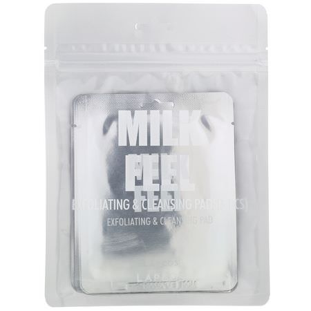 Lapcos, Milk Feel, Exfoliating & Cleansing Pad, 5 Pads, 0.24 oz (7 g) Each:الدعك, مقشر