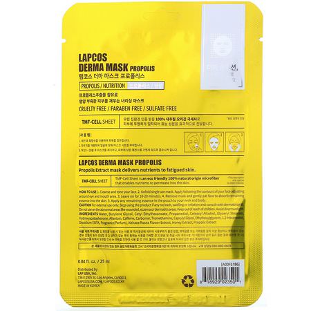 Lapcos, Propolis Sheet Mask, Nutrition, 1 Mask, 0.84 fl oz (25 ml):أقنعة الأ,راق, أقنعة ال,جه