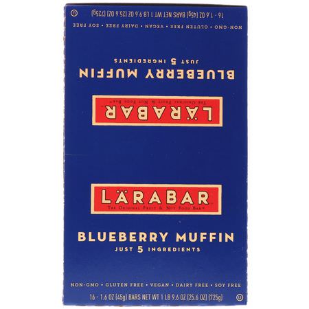 Larabar, Blueberry Muffin, 16 Bars, 1.6 oz (45 g) Each:قضبان الطاقة, قضبان الرياضة