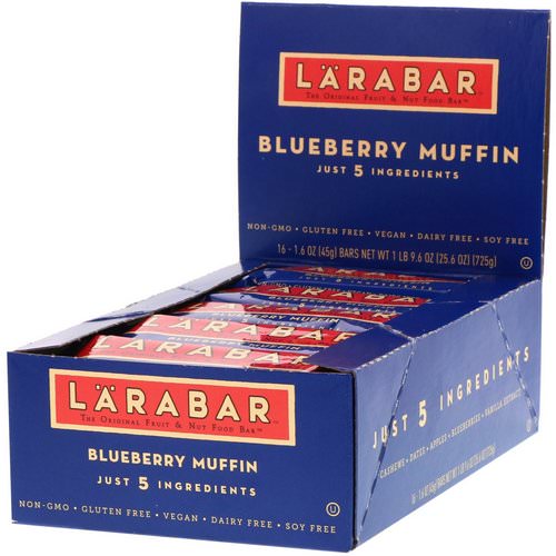 Larabar, Blueberry Muffin, 16 Bars, 1.6 oz (45 g) Each فوائد