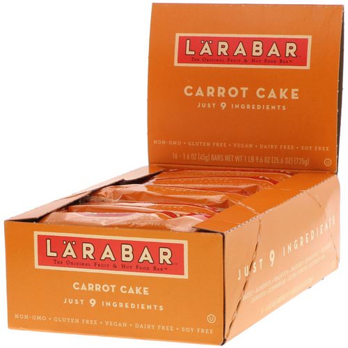 Larabar, Carrot Cake, 16 Bars, 1.6 oz (45 g) Each فوائد
