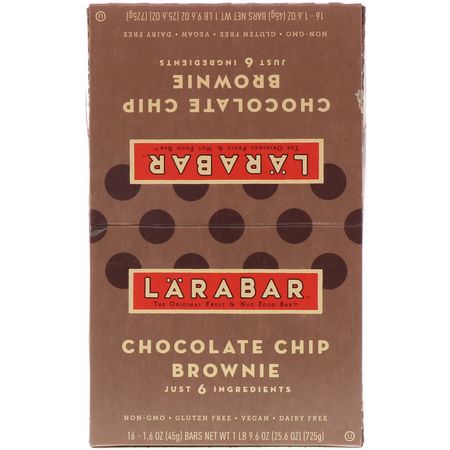 Larabar, Chocolate Chip Brownie, 16 Bars, 1.6 oz (45 g) Each:قضبان الطاقة, قضبان الرياضة