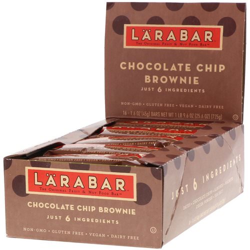 Larabar, Chocolate Chip Brownie, 16 Bars, 1.6 oz (45 g) Each فوائد